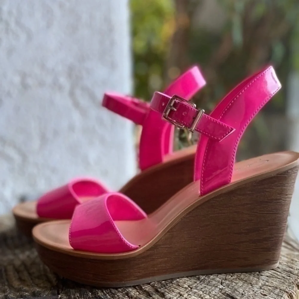 Jessica Simpson Miercen Neon pink wedge sandal